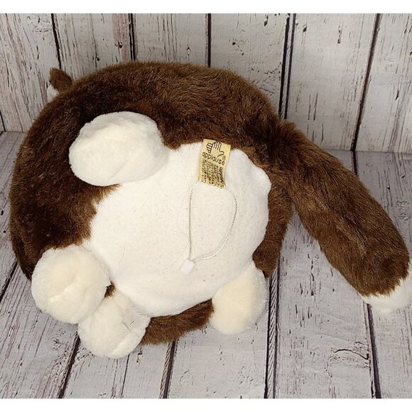 12" Vintage Applause Plum Puddy Brown & White Round Cat Plush Stuffed Animal - Picture 3 of 3